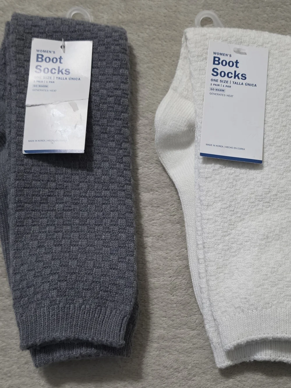 2 Pairs Old Navy Women's Boot Socks 1 Gray Pair 1 White Pair